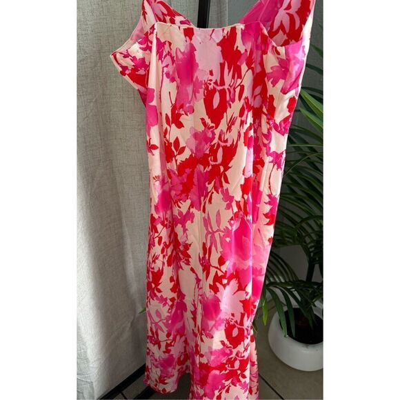 Pink Floral Midi Summer Sun Dress Size 10 - Picture 7 of 9